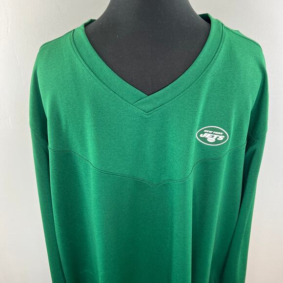 NIKE NFL New York Jets Green Long Sleeve V-Neckline Pullover Top Size 3XL NEW - Picture 2 of 12